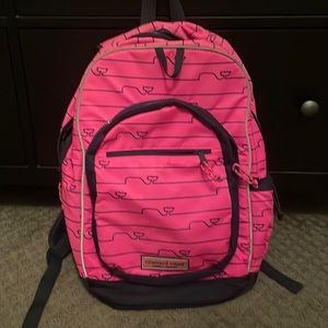Pink and navy vineyard vines backpack